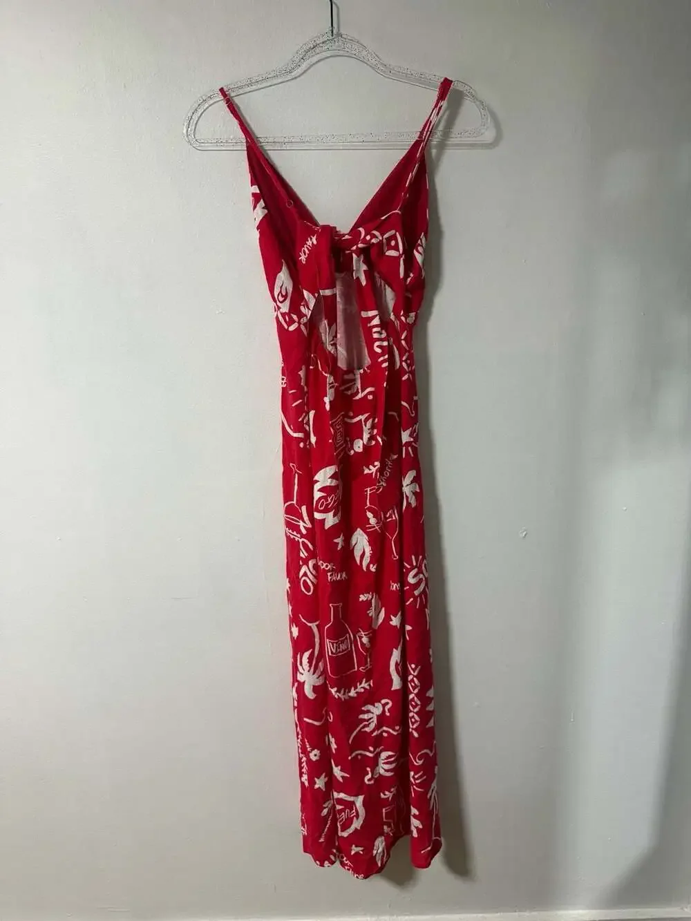 Paper Heart Red and White Fuego Doodle Maxi Dress Size Small